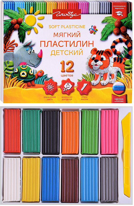 Пластилин детский повышенной мягкости 12 цв | Globus
