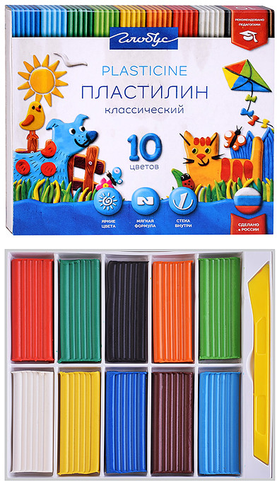 Пластилин классический 10 цв | Globus