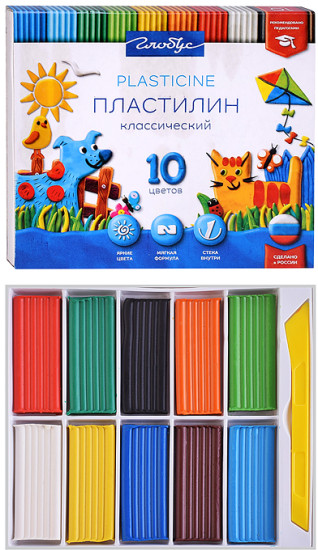 Пластилин классический 10 цв