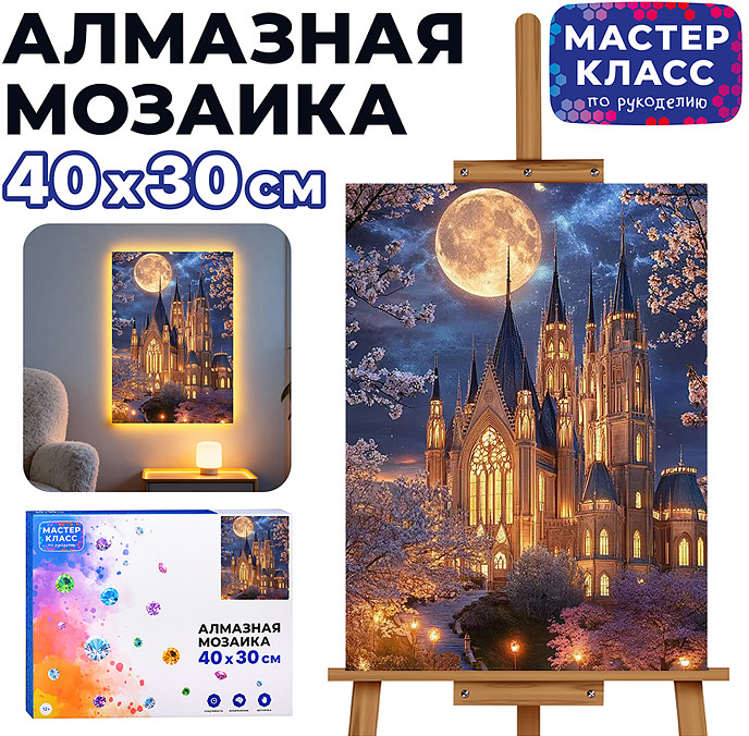 Алмазная мозаика «Ночной замок» | Мастер класс