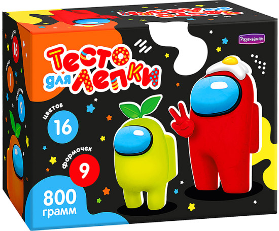 Тесто для лепки 16 цветов по 50гр 9 форм скалка 700гр