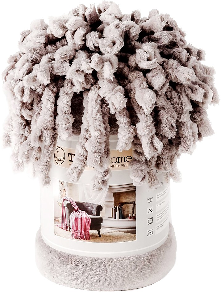 Плед «Велюр-завиток» (серый, 1,5-спальный, 100% полиэстер, размер 127х152+30 см) | ТЭТАhome