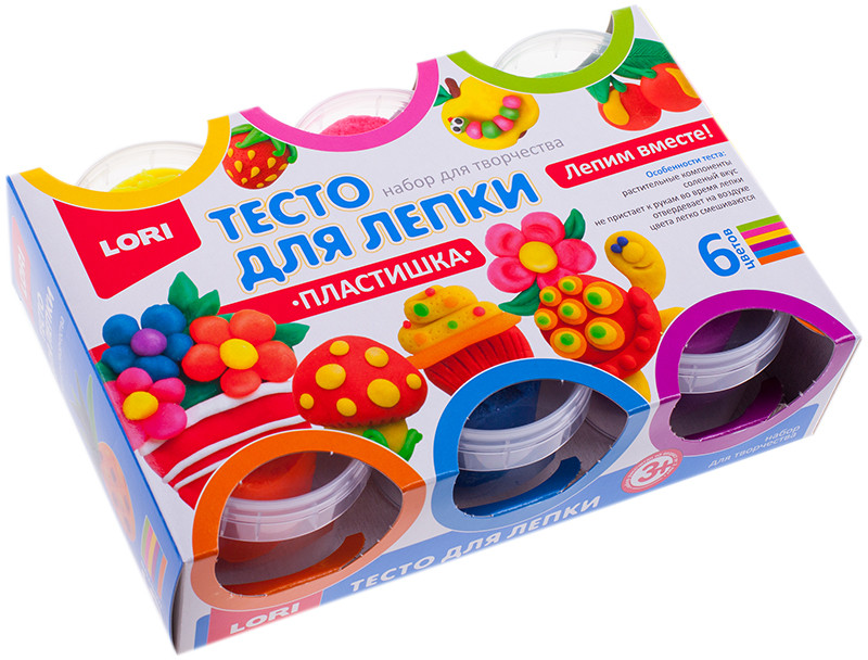 Тесто для лепки №10, 6 цветов | Пластишка | Lori