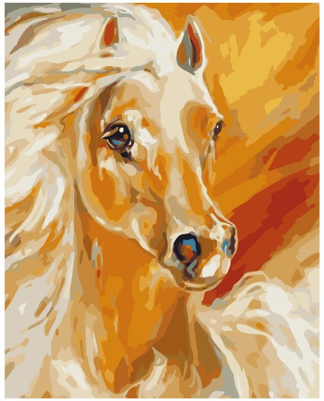 Раскраска по номерам «Златогривый» | Роспись холста по номерам | Креатто