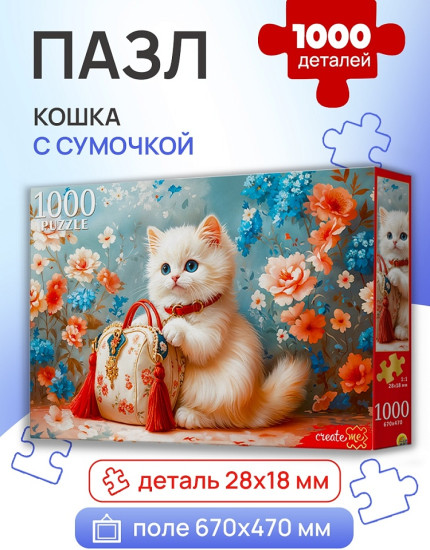 Кошка с сумочкой 1000 деталей
