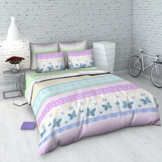 Комплект постельного белья «Воздушный поцелуй» (арт. 5068/1, 1,5-спальный, бязь, 2 наволочки 70х70) | Самоцветная | ТДЛ Текстиль