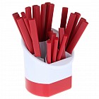 Набор столовых приборов «Шале» на подставке, 24 предмета, цвет красный