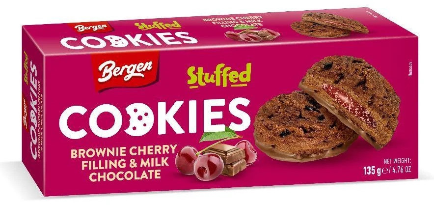 Печенье Cookies Stuffed Вишня и Молочный шоколад 130 гр / Польша | Bergen