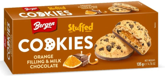Печенье Cookies Stuffed Апельсин и Молочный шоколад 130 гр / Польша