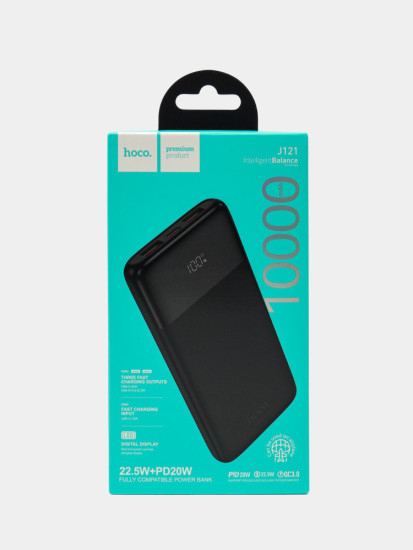 Hoco J121 10000 mAh Power Bank 22,5 W PD/QC — быстрый зарядный пауэрбанк с LED-дисплеем