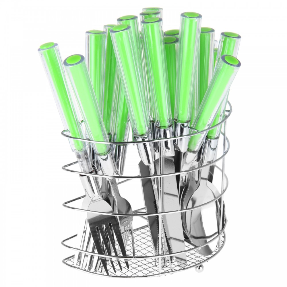 Набор столовых приборов «Карамель», 24 предмета, цвет зеленый | Столовые приборы «Карамель» | Доляна