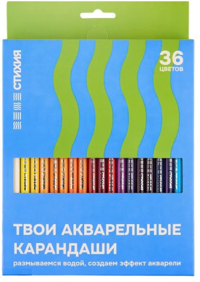 Набор акварельных карандашей Стихия 36 цв в картонной упаковке MPST03006