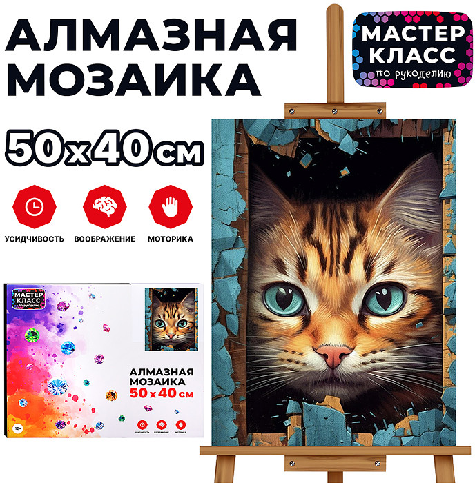 Мозаика алмазная «Котик» | Мастер класс