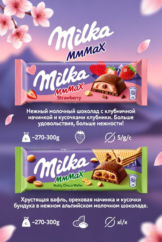 2 вуса шоколада Mmmax | Milka