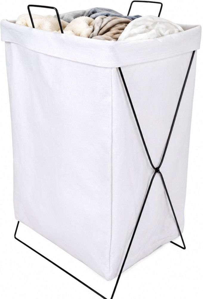 Корзина для хранения Delphinium «Бельевая», 54л, полиэстер/металл, белый