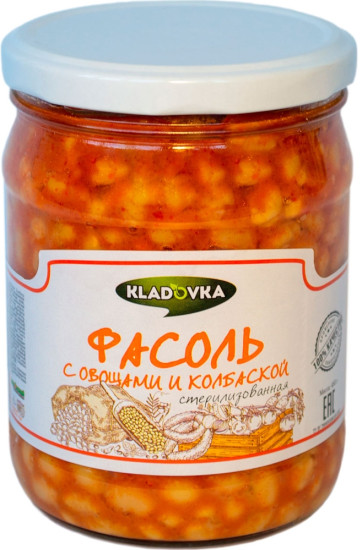 Фасоль с овощами и колбаской