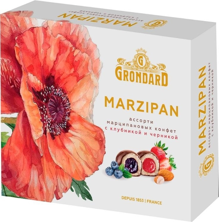 Конфеты марципан ассорти с клубникой и черникой 112 г | Grondard