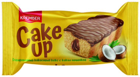 Кекс глазированный кокосовый с какао-начинкой «Cake Up»