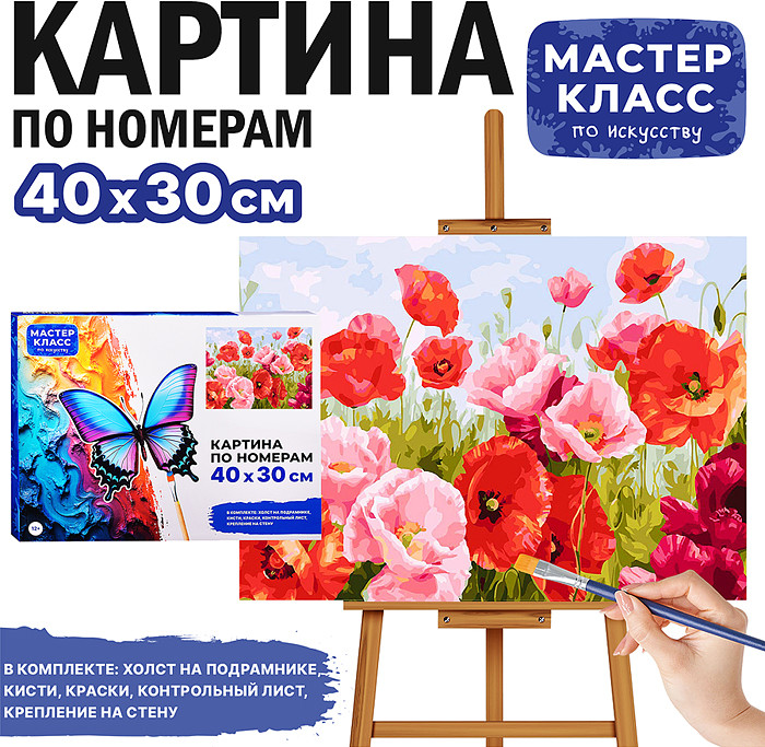 Картина по номерам «Маки в поле» | Мастер класс
