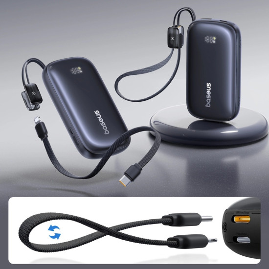 Power bank EnerFill FC21 Qpow 3 Ultra E0027L00 10000mAh 22.5W со встр. каб. Type-C+Lightning,