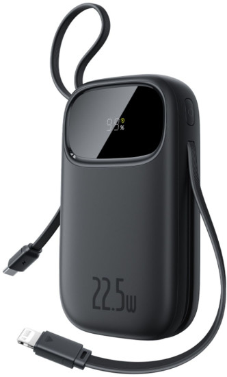 Power bank EnerFill FC31 Qpow3 P10082106123-00 10000mAh 22.5W со встр. кабелем Type-C+Lightni