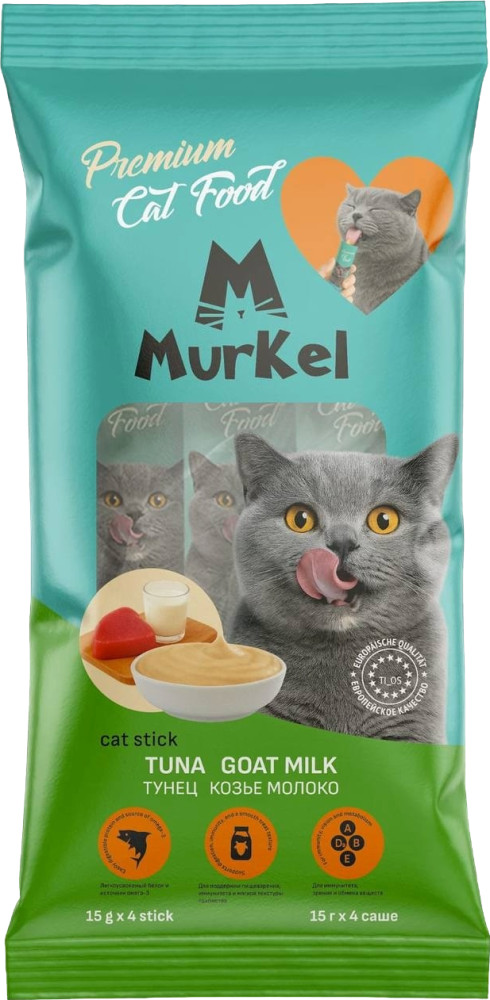 Лакомство-пюре для кошек «Тунец-козье молоко» | Premium | Murkel