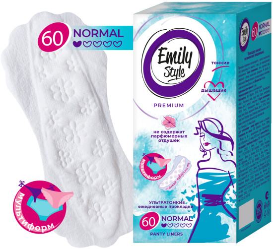 Эмили Emily Style MULTIFORM прокладки ежедневные, 60 шт , ультратонкие