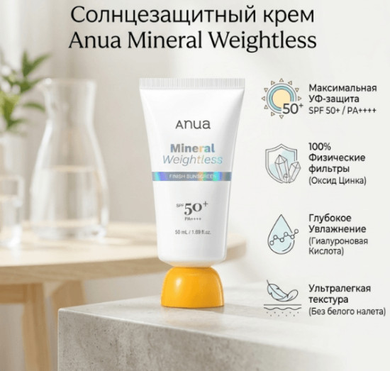 Минеральный солнцезащитный крем для лица против покраснений и пигментации