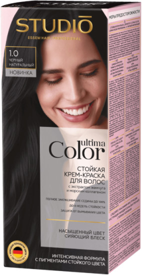 Studio Professional Ultima Color Стойкая крем-краска для волос Черный натуральный 1.0
