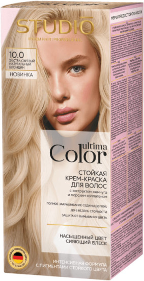 Studio Professional Ultima Color Стойкая крем-краска для волос Экстра светлый натуральный блондин 10.0
