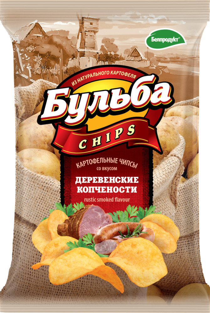 Чипсы из Натурального Картофеля «Деревенские Копчености» | Бульба Chips