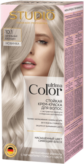 Studio Professional Ultima Color Стойкая крем-краска для волос Пепельный блондин 10.1