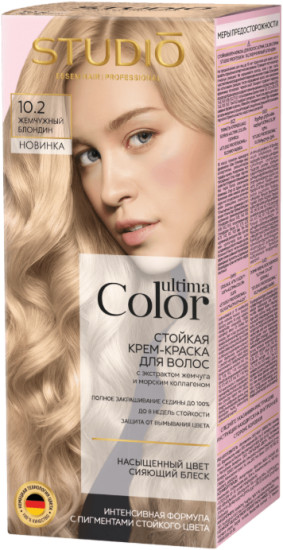 Studio Professional Ultima Color Стойкая крем-краска для волос Жемчужный блондин 10.2