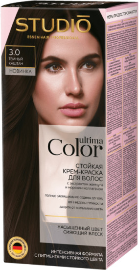 Studio Professional Ultima Color Стойкая крем-краска для волос Темный каштан 3.0