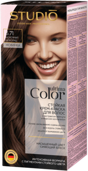 Studio Professional Ultima Color Стойкая крем-краска для волос Молочный шоколад 6.71