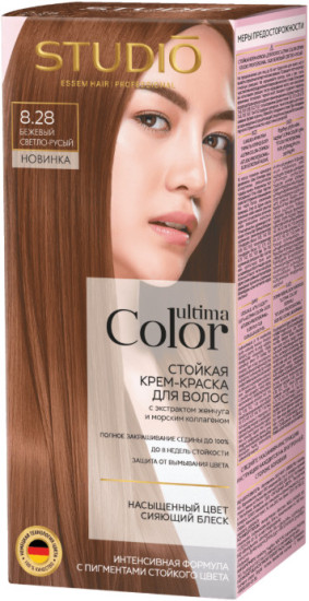 Studio Professional Ultima Color Стойкая крем-краска для волос Бежевый светло-русый 8.28