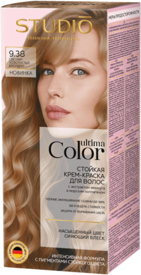 Studio Professional Ultima Color Стойкая крем-краска для волос Светлый золотистый блондин 9.38