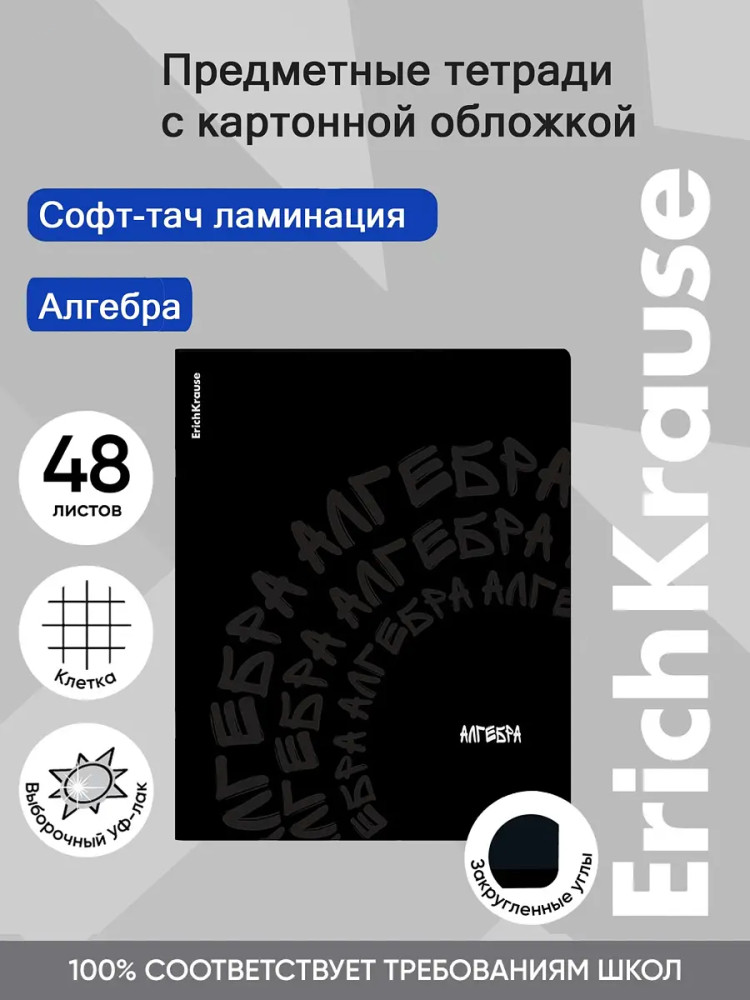 Тетрадь общая ученическая «Алгебра» | Noir | Erich Krause