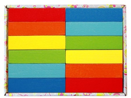 Деревянный окрашенный конструктор «Кирпичики» 12 штук | Alatoys