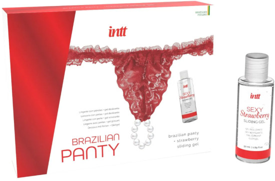 Лубрикант с клубничным ароматом и эротическое белье «Brazilian panty»