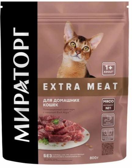 Сухой корм для кошек Extra Meat Black Angus с говядиной