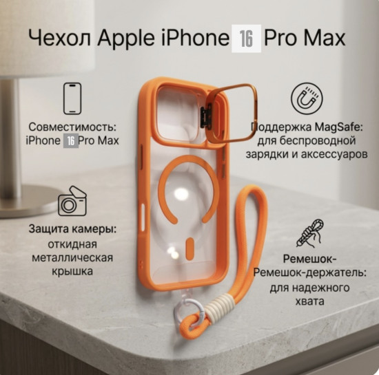 Чехол для Apple iphone 16 pro Max оранжевый