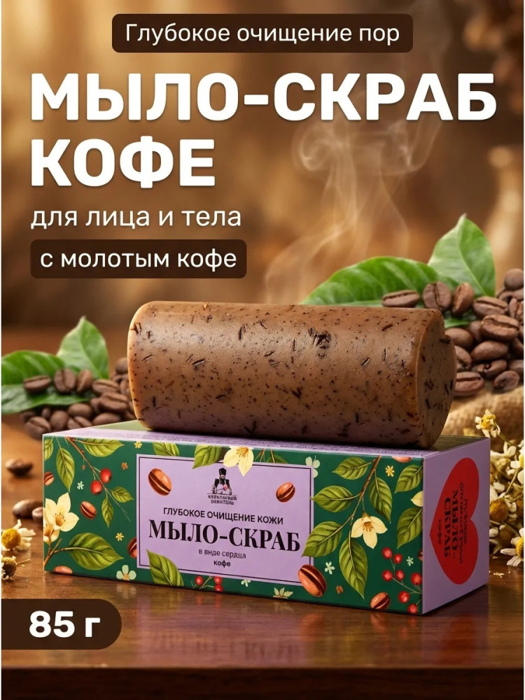 Мыло-скраб сердце Кофе коробка 85 г Heart Coffee Scrub Soap, Box, 85 g | Бизорюк