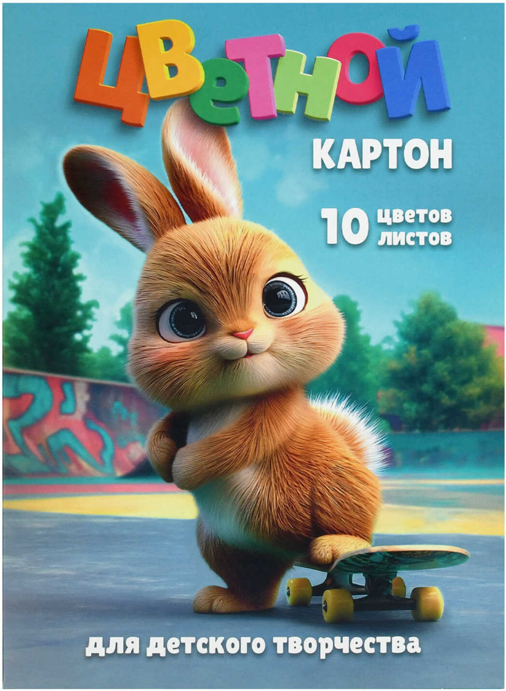 Набор цветного картона «Кролик на скейте» | Феникс +