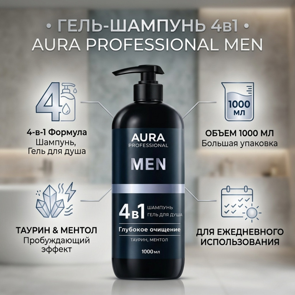Professional Men Шампунь Глубокое очищение флакон/дозатор 1000мл | Cotton Club