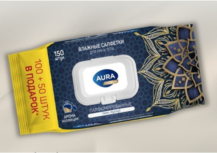 Влажные салфетки парфюмированные арома коллекция big-pack с крышкой 150шт | Aura