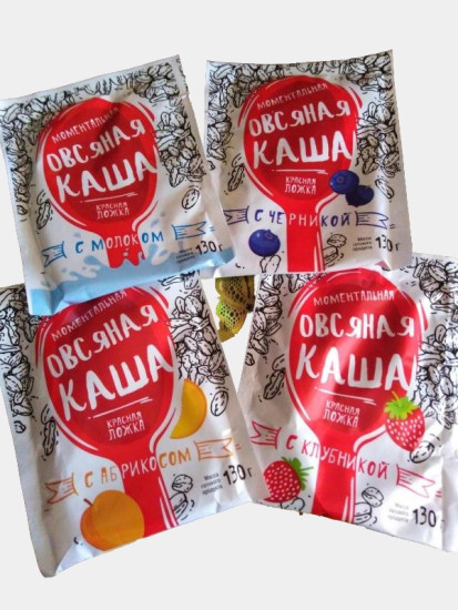 Каша овсяная Ассорти клубника, абрикос, молоко, черника 8 пакетиков по 35 г