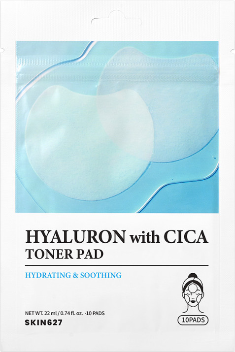 Тонер-пэды для лица с гиалуроновой кислотой и центеллой «Hyaluron With Cica Toner Pad» | Skin627