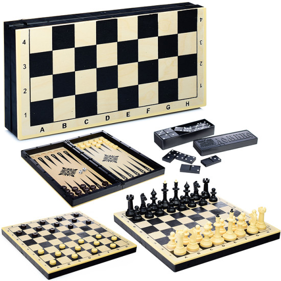 Игра 4 в 1 «Шахматы, шашки, нарды, домино»