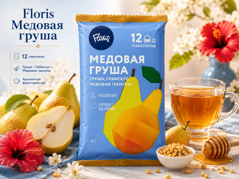 Чайный напиток «Медовая груша», флоу-пак, , 18 гр | Floris